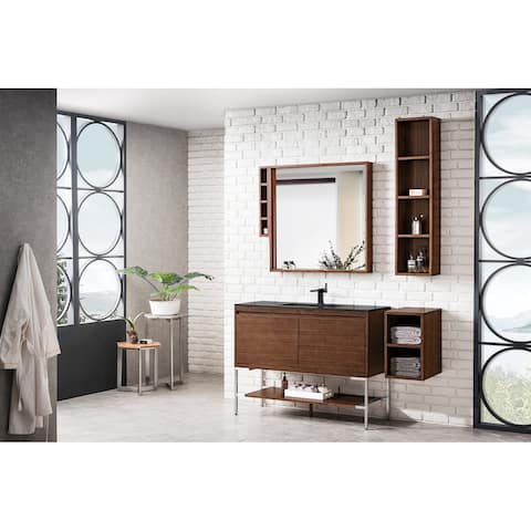 James Martin Vanities Milan 47.3" Single Vanity, Mid Century Walnut with Composite Stone Top