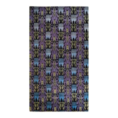 Overton Hand Knotted Wool Vintage Inspired Modern Contemporary Modern Black Area Rug - 7' 10" x 14' 5"