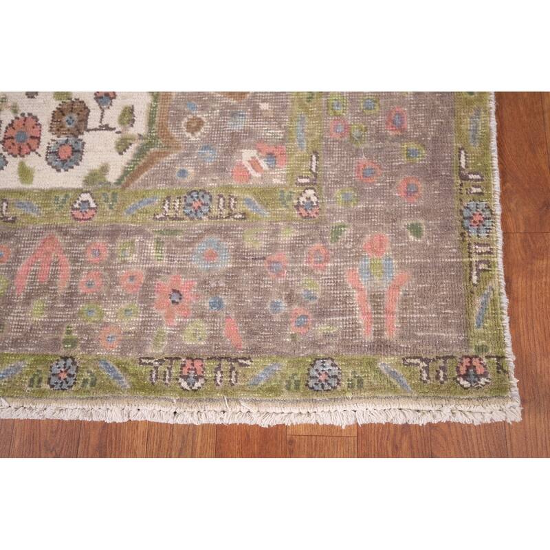 Brown Tabriz Persian Vintage Rug Handmade Traditional Wool Carpet - 6'6"x 9'8"
