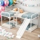 preview thumbnail 14 of 24, Full And Twin Size L-Shaped Bunk Bed 4 Beds In 1 With Slide,Ladder for Home White