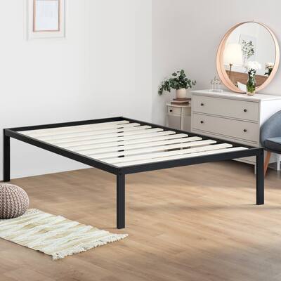 Sleeplanner 14 Inch Platform Metal Bed Frame / Wooden Slat Support Twin Size