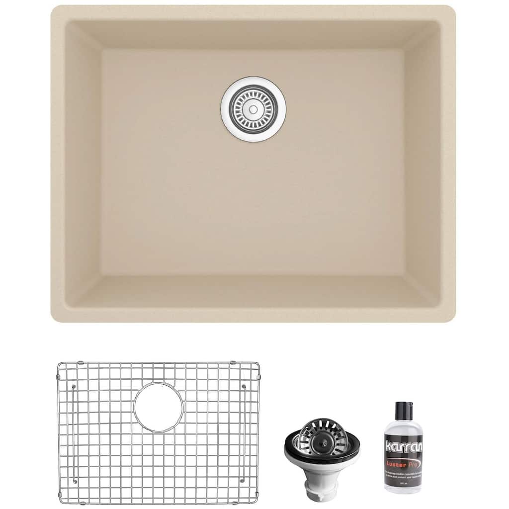 Karran USA QU-820-PK1 Quartz QU 24-3/8" Undermount Single Basin Quartz