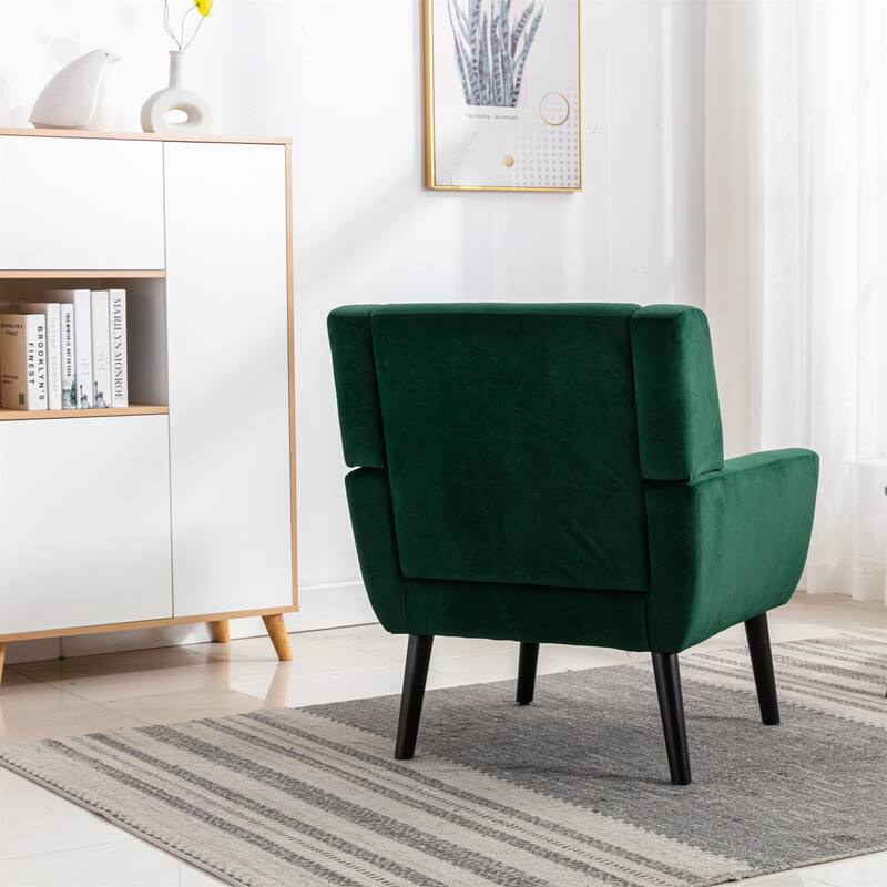 Retro Green Stylish Upholstered Seating Armchair with Tapered Metal Legs, Single Sofa Chair Accent Chair with Flared Armrests