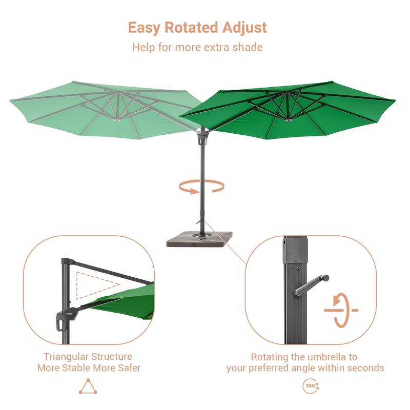 LIVOOSUN 11ft Patio Offset Umbrella Cantilever Umbrella with Base