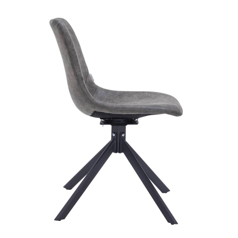 Markley Leather Dining Chair 360 Degree Swivel with Iron legs Modern Accent Side Chair