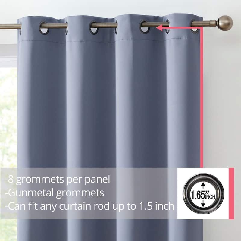 HLC.me Oxford Blackout Curtains - Thermal Insulated Window Treatment Grommet Panels, Set of 2