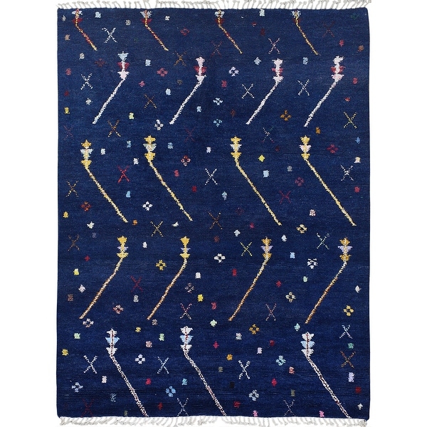 Tribal Blue Moroccan Oriental Area Rug Handmade Home Decor Carpet - 6'0" x 9'0". Opens flyout.
