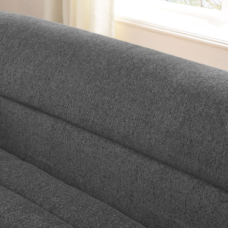 Roomfitters L-Shaped Modular Sectional Sofa with Chaise, Chenille Upholstery and Wave-Shaped Armrest