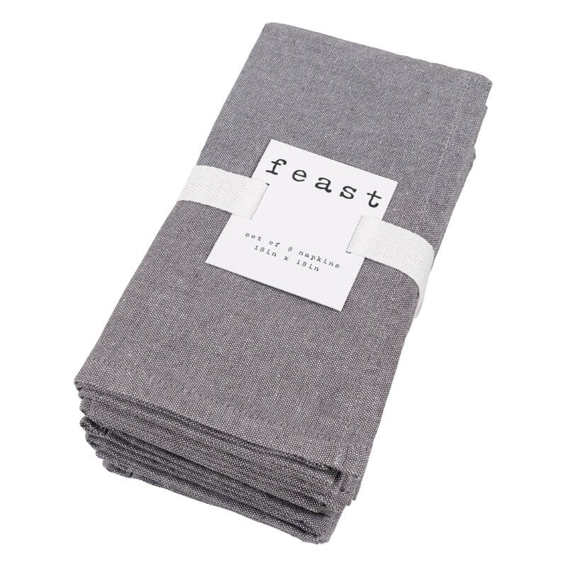 KAF Home Overbrook Chambray Dinner Napkins, Set of 8