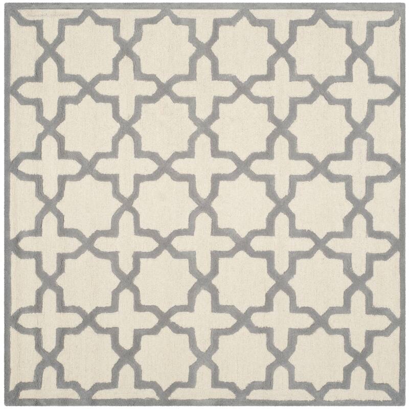 SAFAVIEH Handmade Cambridge Remedios Geometric Wool Rug - 6' Square - Ivory/Silver