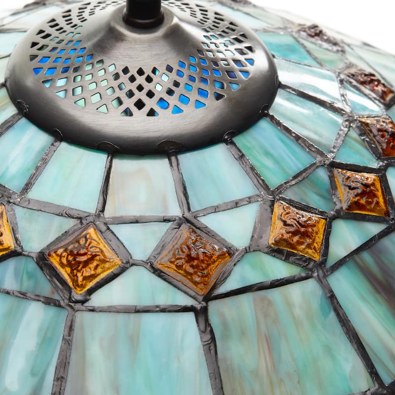 Gracewood Hollow Asdreni 20-inch Stained Glass Tiffany Lamp - 14"L x 14"W x 20.25"H