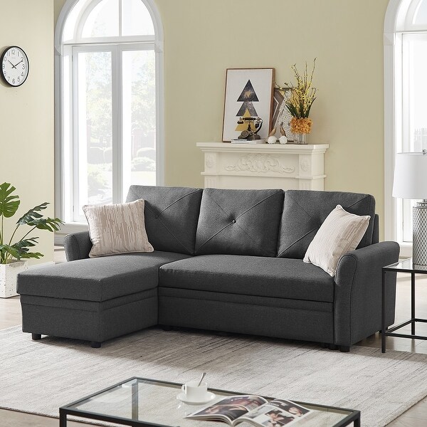 3-Seater L-Shape Corner Couch Sofa-Bed with Storage for Living Room Apartment - Overstock - 33248463