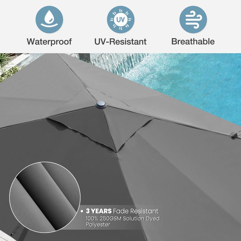 VredHom 10X13 FT Patio Outdoor Cantilever-Offset Umbrella with Base Stand