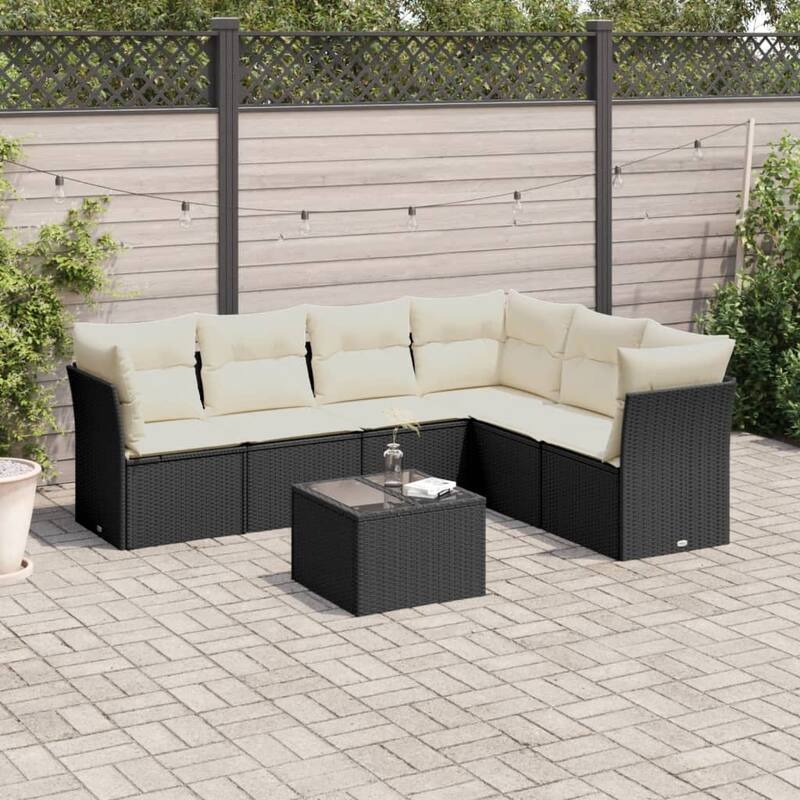 vidaXL Garden Sofa Set Black, Cream White - 24.4 x 24.4 x 27.2