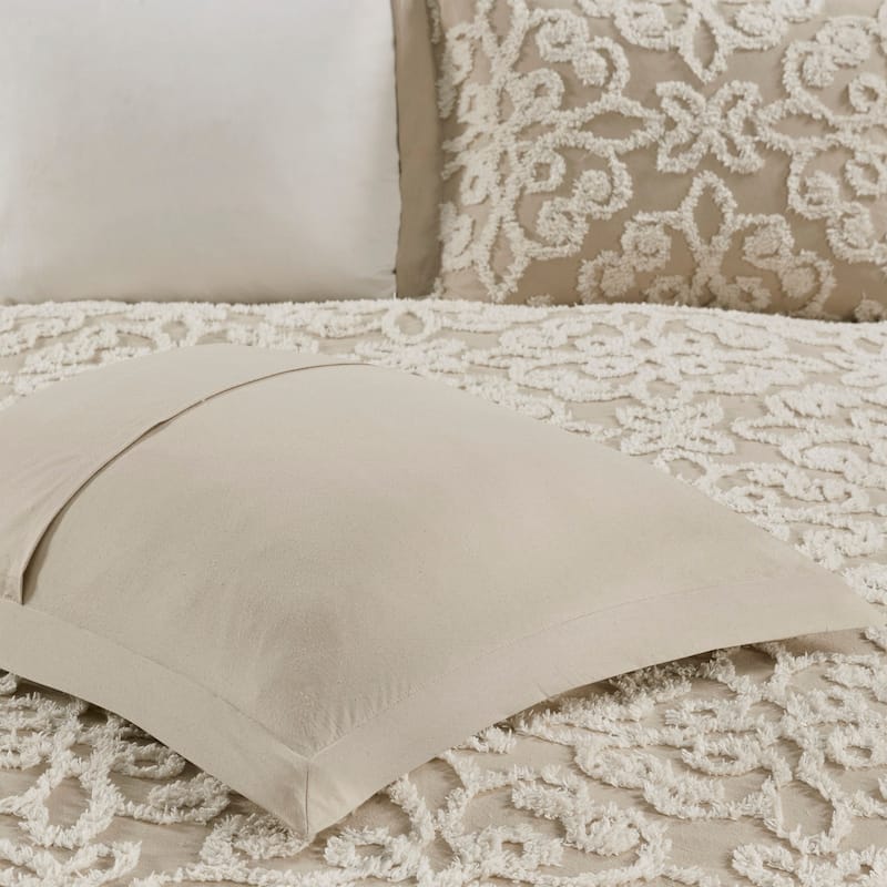 3 piece Tufted Cotton bedspread set Taupe Full/Queen