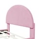 preview thumbnail 54 of 52, Twin/Full Size Velvet Bed Frame with Classic Semi-circle Shaped Headboard, Upholstered Platform Bed w/ Metal Legs for Kids Teens