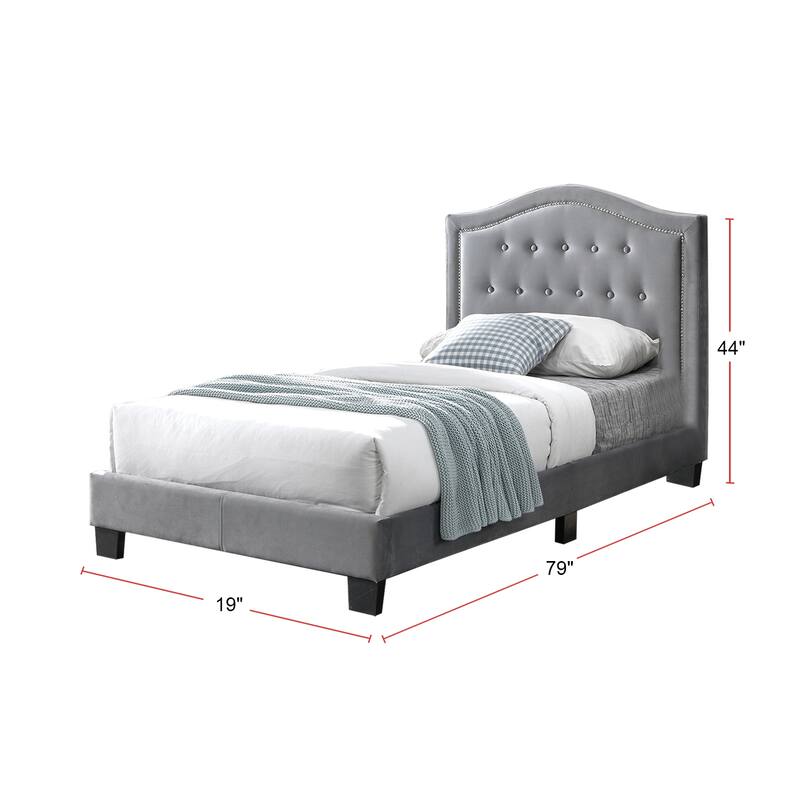 Fabric Upholstered Bed with Button Tufting