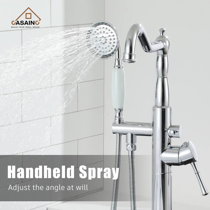 Single Handle Classical Freestanding Bathtub Faucet with Hand Shower Hand