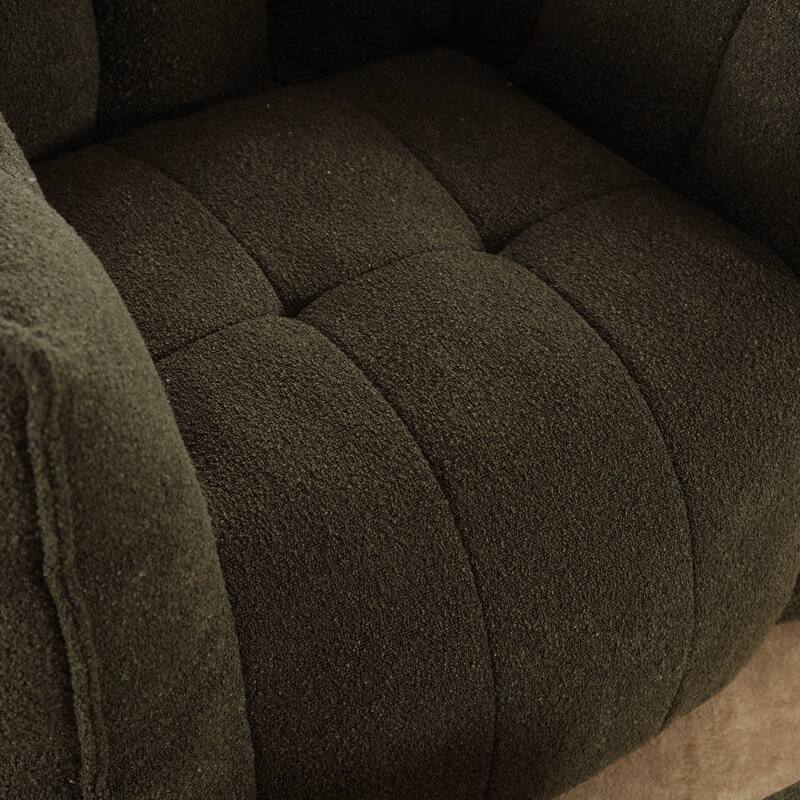 Extra-Large Chenille Bean Bag Chair with Footstool, Comfy Bean Bag Sofa for Adults, High Resilient Foam Square Lazy Sofa