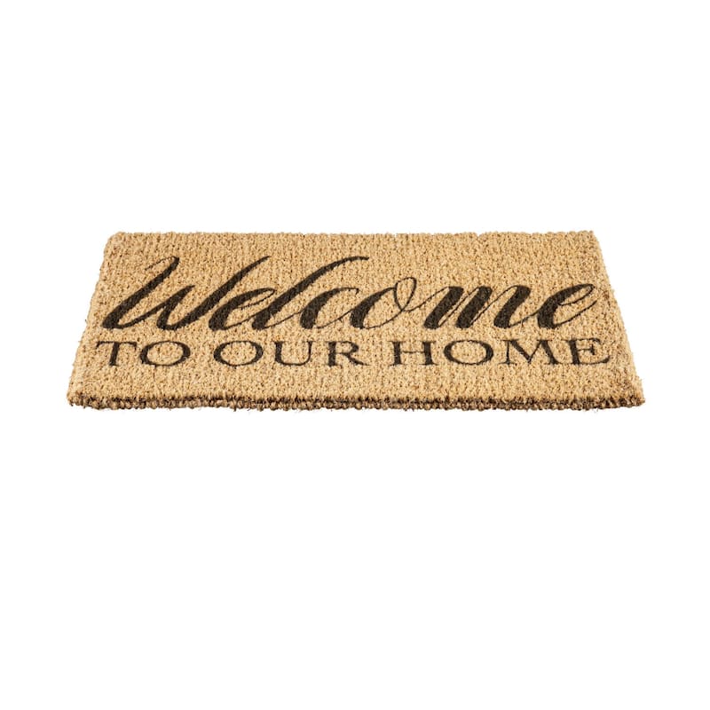 "Welcome to Our Home" Woven Coir Door Mat, 30 x 18"