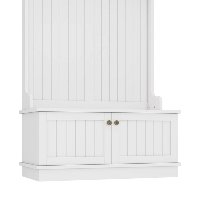 4-in-1 Hall Tree with Storage Bench, Entryway Coat Rack with Hooks & Shoe Cubbies