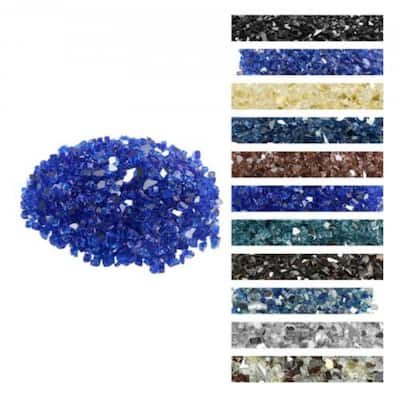Cobalt Blue Tempered Fire Glass 1/2 Inch Reflective Crushed Rocks - 1/2 inch
