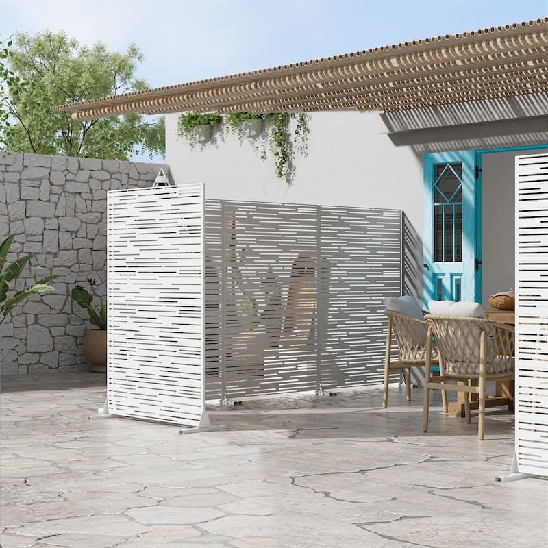 Dovelina 6ft.x 4ft. Outdoor Freestanding Metal Privacy Screen Decorative Garden Fence