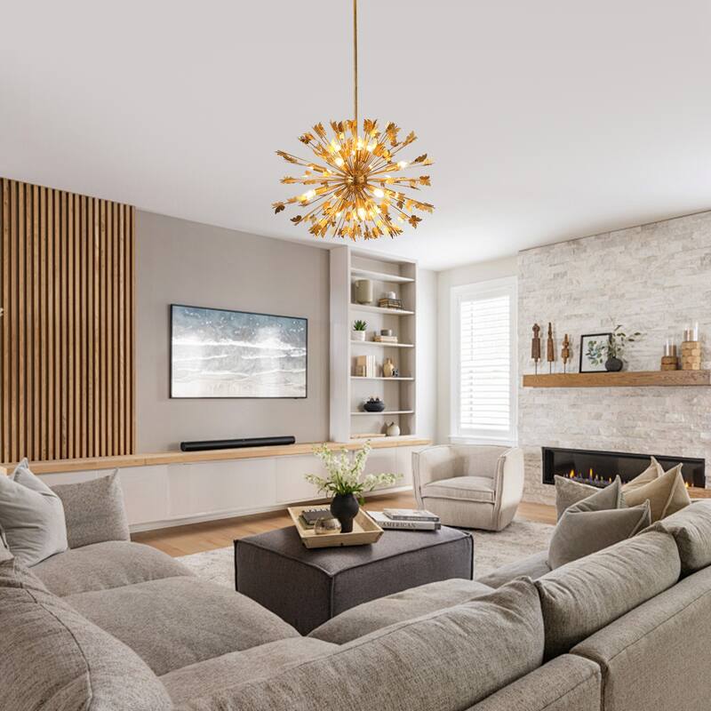 35" 14-Light Gold Butterfly Sputnik Sphere Distinctive Chandelier - 34.65 " D x 34.65 " W x 23.62" H