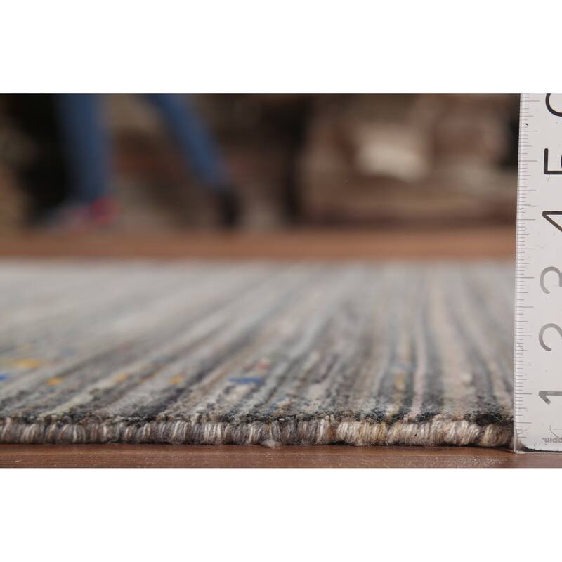Striped Tribal Gabbeh Oriental Area Rug Hand-Knotted Wool Carpet - 5'1"x 8'0"