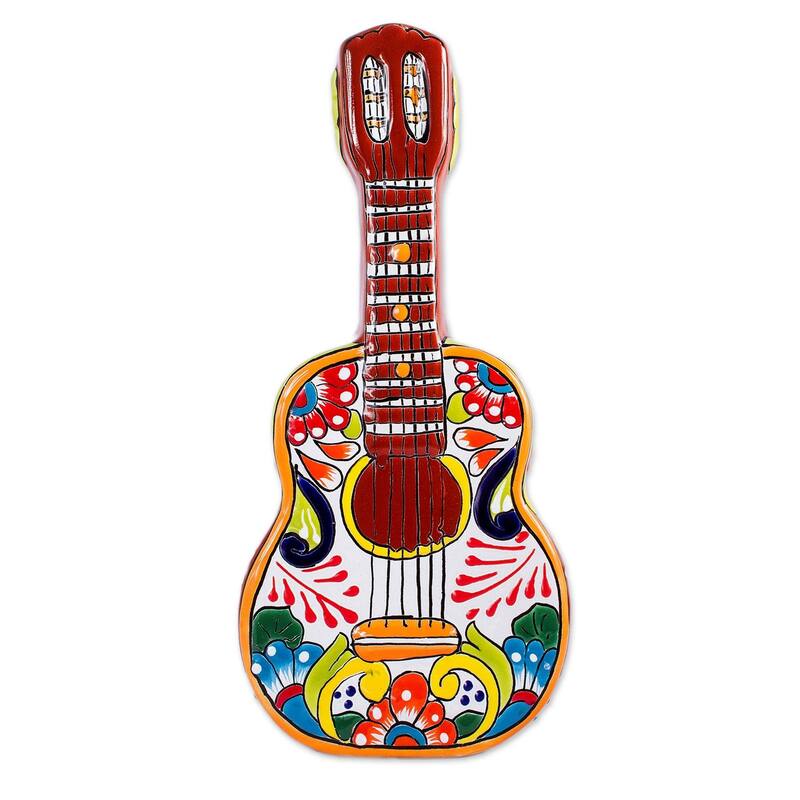 Ceramic sculpture, 'Talavera Guitar'