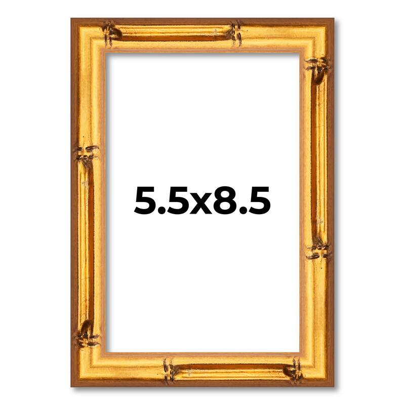 5.5x8.5 Frame Gold Bamboo Picture Frame - Modern Frame Includes UV