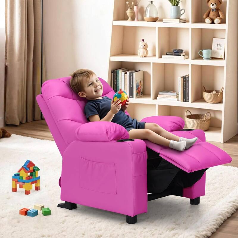 MCombo Big Kids Recliner Chair with Cup Holders - 28.3"(L)x26.0"(W)x34.2"(H)