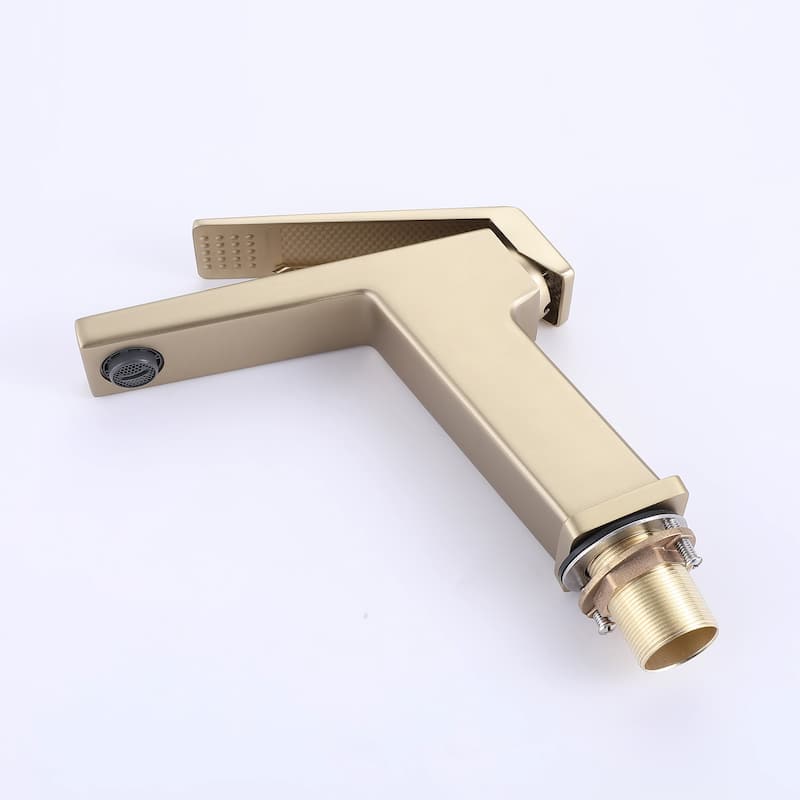 Single Hole Bathroom Sink Faucet Brass Single Handle Modern Bathroom Vanity Basin Faucets Brushed Gold