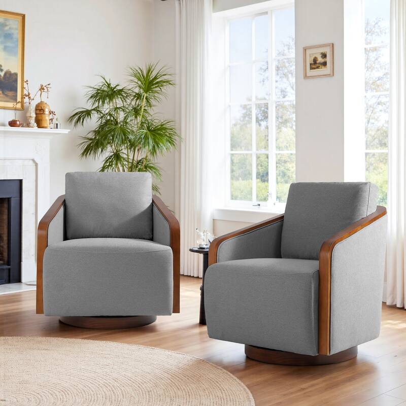 Modern Upholstered Swivel Accent Chair Set of 2