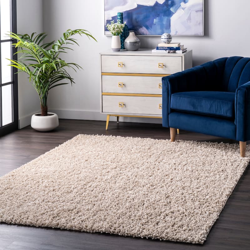 Nuloom Kara Solid Shag Area Rug - 8'10" x 12' - Beige - Rectangle