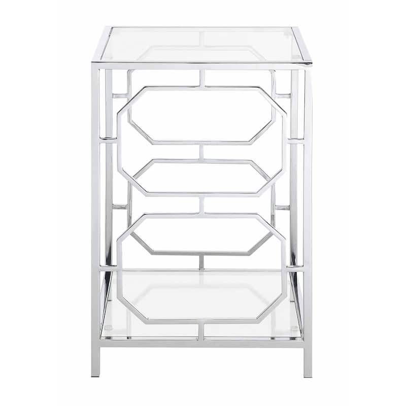 Chrome End Table with Sleek Frame and Smooth Surface, Contemporary Accent Side Table for Modern Living Room or Office Use