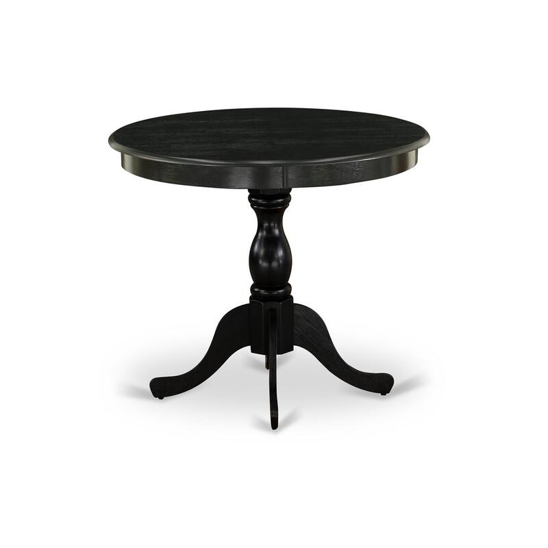 NeoClassical Dinette Set 3Pc - Modern Dining Table & Chairs - Black Finish Wood Seat