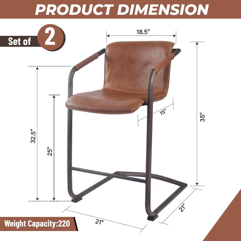 NPD Furniture Indy Faux Leather Counter Stool (Set of 2)