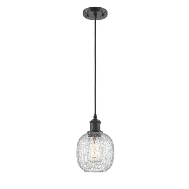 Innovations Lighting Belfast 6" Wide Mini Pendant - Cord Suspension - Oiled Rubbed Bronze / Clear Crackle