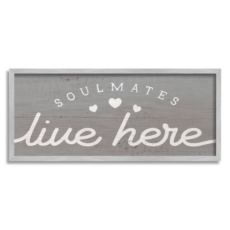Stupell Soulmates Live Here Phrase Romantic Inspiration Heart Trio Framed Wall Art