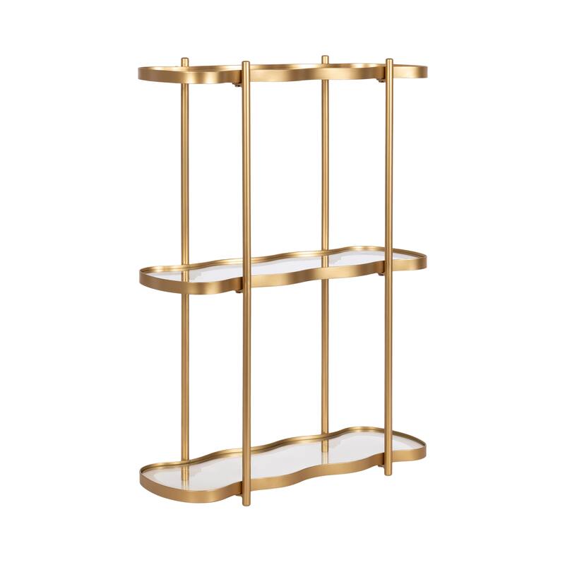Kate and Laurel Curventi Tiered Wall Shelf Glass and Metal - 21x8x28 - Gold