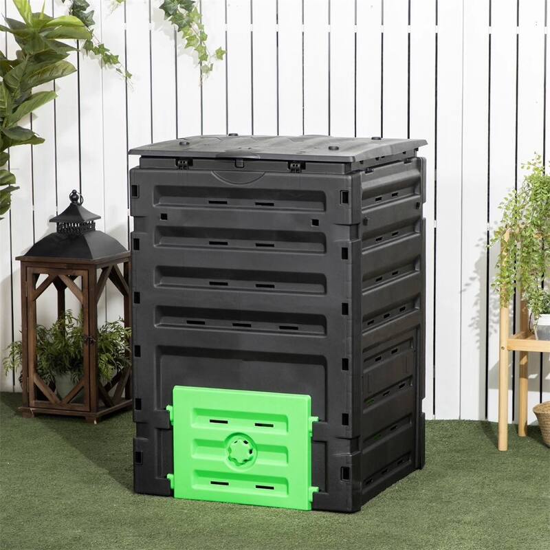 120 Gallon Outdoor Compost Bin Large Garden Tumbler with 80 Air Vents BPA-Free Easy Assemble Black - 27.25" L x 28" W x 40.5" H - Plastic