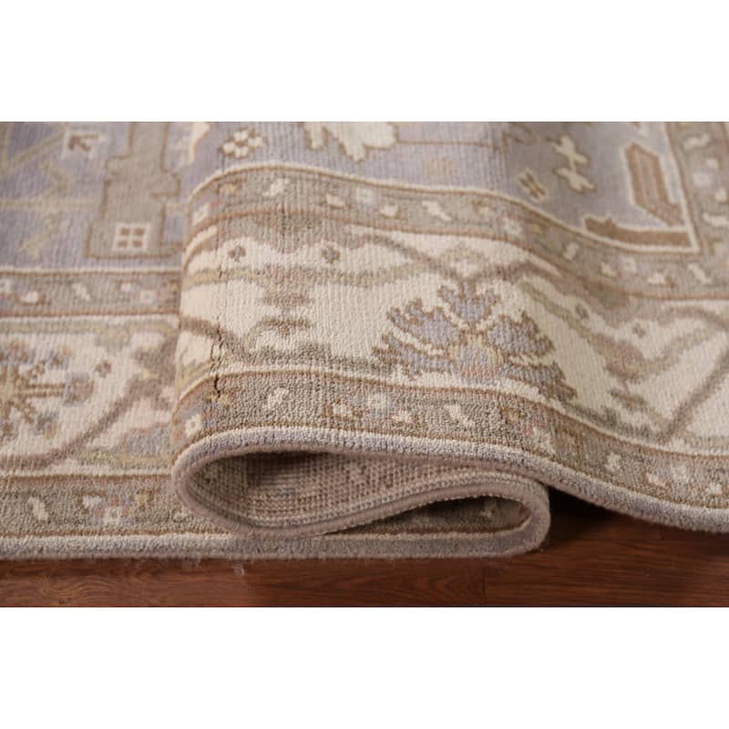 Silver Gray Oushak Indian Area Rug Handmade Wool Carpet - 6'0"x 8'10"