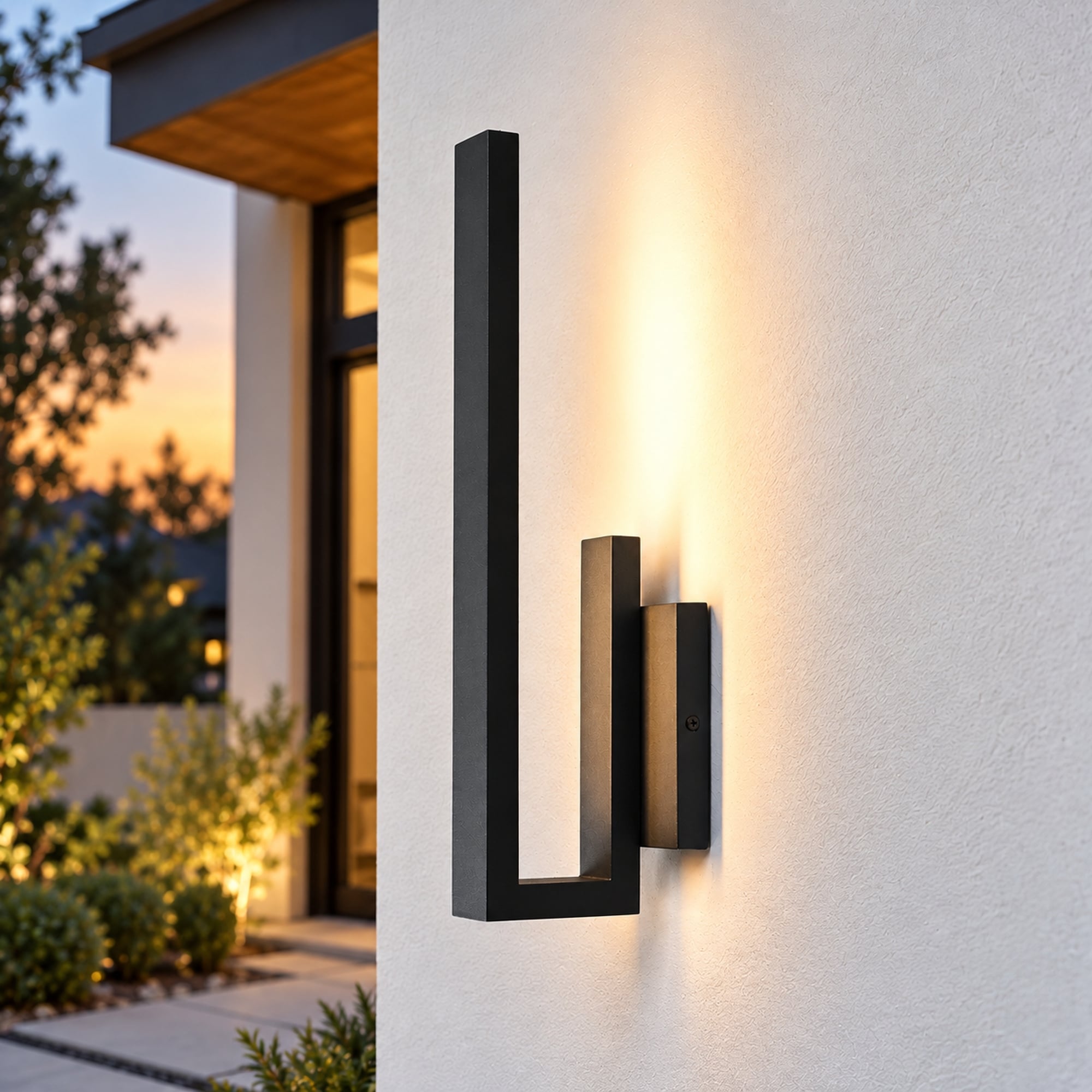 15 in. 1-Light Sand Black Integrated LED Outdoor Wall Sconce - Dimmable 3000K, Wet Rated, Contemporary Style