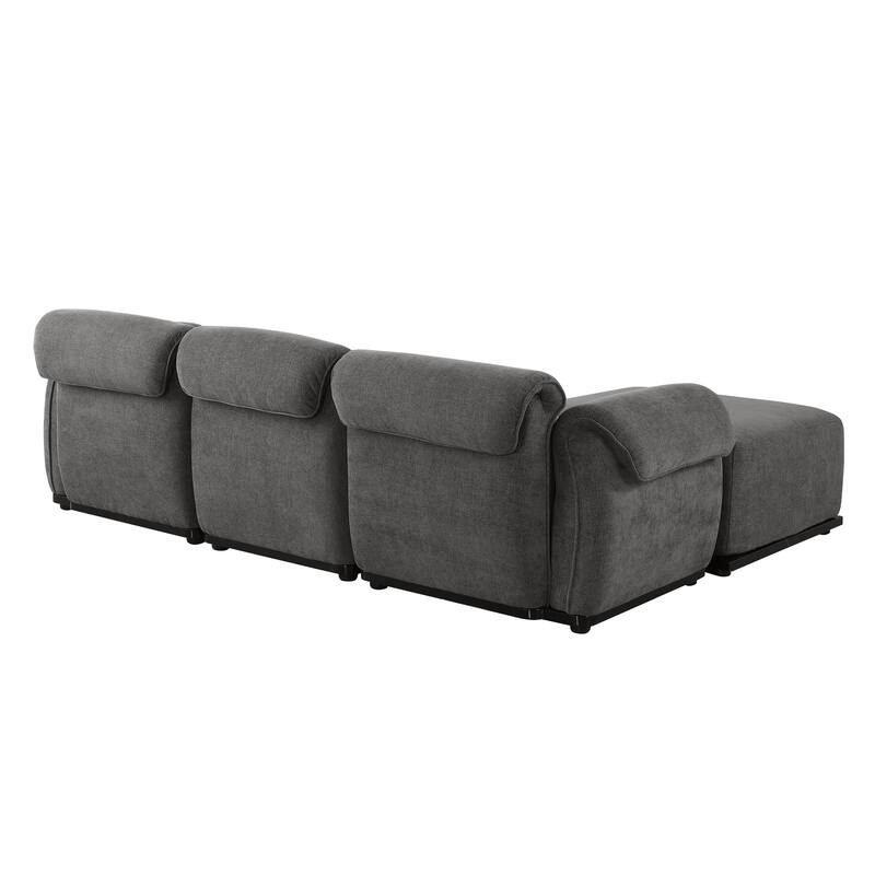 93" 4-Seater Chenille Modular Sofa - Fashionable Sectional with Iron Frame for Living Room