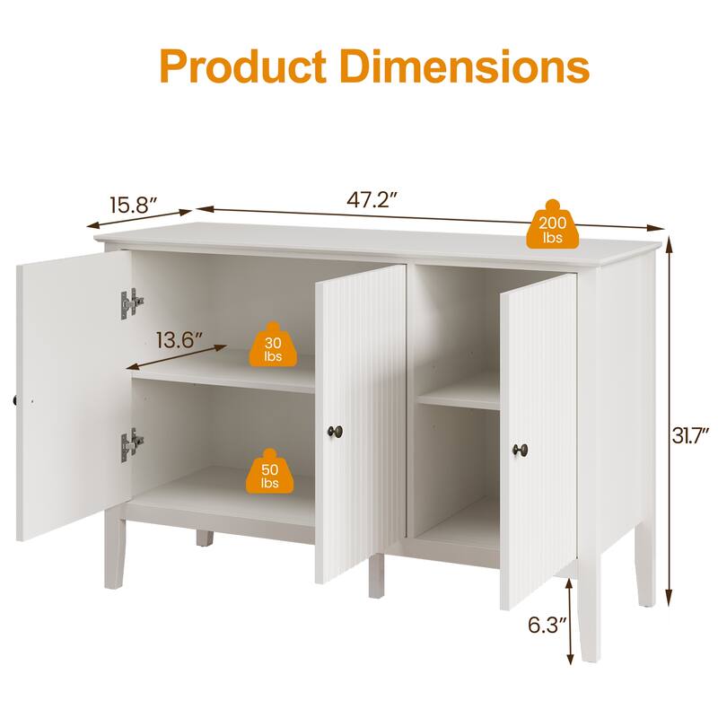 Modern 3-Door Cabinet with Adjustable Shelves