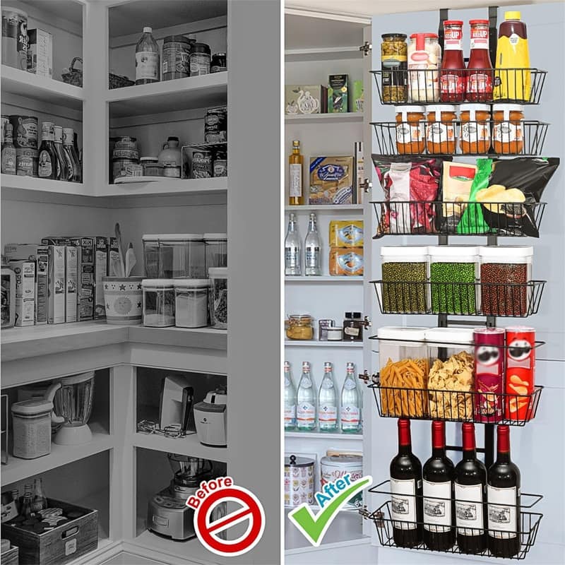 Over the Door Pantry Organizer 6-Tier - Foldable - 5.9"D x 16.1"W x 69.2"H