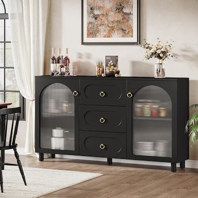 59" Modern Sideboard Buffet Cabinet with Storage for Kitchen, Living Room, Black