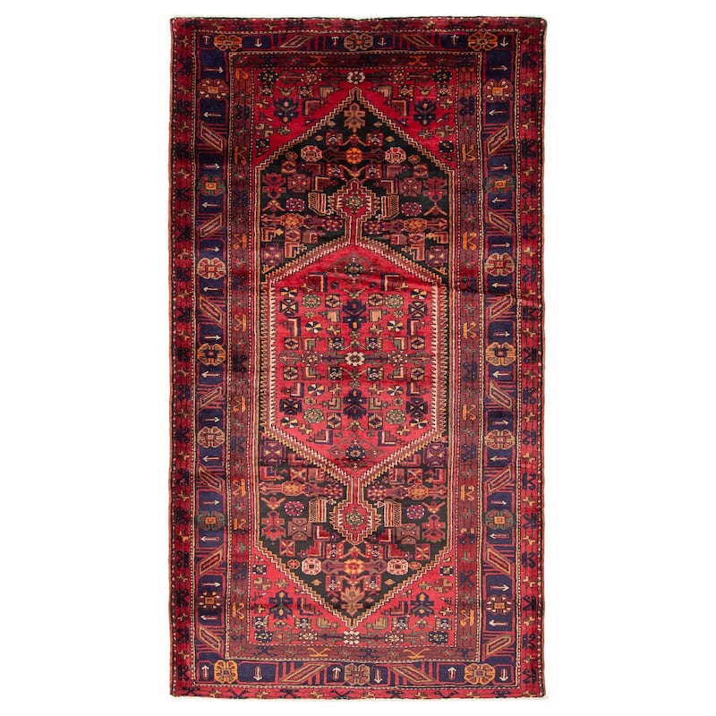 ECARPETGALLERY Hand-knotted Andelz Red Wool Rug - 4'11 x 9'6 - Red - 4'11 x 9'6