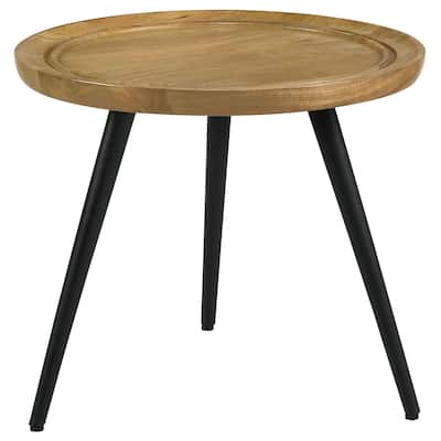 Zoe Round Mango Wood Side End Table Natural